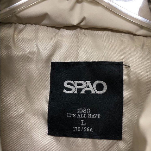 SPAO 1/4 Zip Popover Tan Duck Down Puffy Jacket Size L - Picture 4 of 8